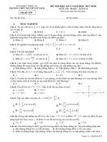 Đề thi học kì 1 môn Toán lớp 11 THPT Nguyễn Sỹ Sách có đáp án | Toán học, Lớp 11 - Ôn Luyện