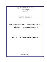 Bảo vệ quyền của lao động nữ trong pháp luật lao động Việt Nam