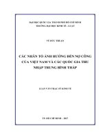 Các nhân tố ảnh hưởng đến nợ công của việt nam và các quốc gia thu nhập trung bình thấp 