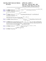 Đề kiểm tra 1 tiết có đáp án chi tiết môn toán lớp 11 năm 2018 trường thpt trần kỳ phong | Toán học, Lớp 11 - Ôn Luyện