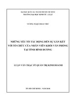 Các yếu tố ảnh hưởng đến sự gắn kết với tổ chức của nhân viên khối văn phòng tỉnh bình dương 