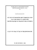 Các yếu tố ảnh hưởng đến ý định mua sắm tại yame shop của sinh viên tại trường đại học sự phạm kỹ thuật TP hồ chí minh 