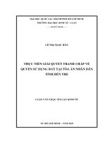Thực tiễn giải quyết tranh chấp về quyền sử dụng đất tại tòa án nhân dân tỉnh bến tre 