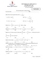 Bài kiểm tra học kỳ 2 môn Toán lớp 12 trường THPT Võ thị sáu năm học 2016- 2017 mã 804 | Toán học, Lớp 12 - Ôn Luyện