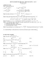 Đề ôn tập kiểm tra học kỳ 2 môn toán lớp 11 lần 3 | Toán học, Lớp 11 - Ôn Luyện