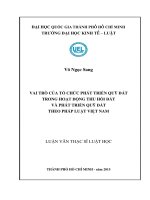 Vai trò của tổ chức phát triển quỹ đất trong hoạt động thu hồi đất và phát triển quỹ đất theo pháp luật việt nam 