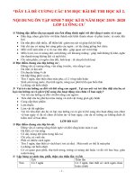 ÔN TẬP SINH 7 HỌC KÌ II NĂM HỌC 2019- 2020 LỚP LƯỠNG CƯ