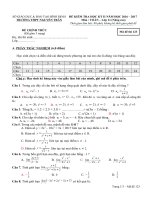Đề kiểm tra học kì 2 môn toán lớp 11 năm 2016 trường thpt nguyễn trân mã 123 | Toán học, Lớp 11 - Ôn Luyện