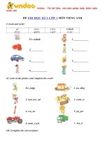 Tải Đề thi học kì 2 môn Tiếng Anh lớp 1 năm 2019 - 2020 - Đề kiểm tra tiếng Anh học kì 2 lớp 1 có đáp án