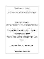 nghiên cứu khả năng áp dụng thẻ điểm cân bằng trong các doanh nghiệp việt nam 