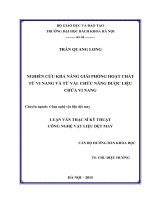 Nghiên cứu khả năng giải phóng hoạt chất từ vi nang và từ vải chức năng dược liệu chứa vi nang 