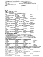 Đề - đáp án Khảo sát anh 8 Tháng 2-2018 MÃ ĐỀ 823