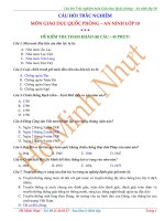 Trắc nghiệm Giáo dục Quốc phòng - An ninh lớp 10 