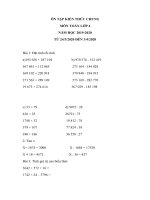 NỘI DUNG ÔN TẬP CHO HỌC SINH LỚP 4 HK II