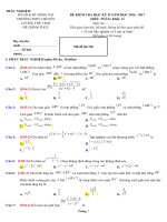 Đề thi học kì 2 môn toán lớp 11 năm 2016 trường chuyên lương thế vinh mã 746 | Toán học, Lớp 11 - Ôn Luyện