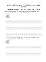 Nội dung ôn tập môn Anh văn 8 đề án