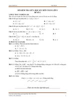 Đề thi ôn tập giữa học kì I toán 8