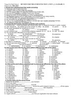 đề cương môn tiếng anh học kì 1  thpt trung giã