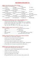 Nội dung ôn tập môn Anh văn 7 đề án