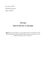 Tiểu luận Quản lý khoa học và công nghệ