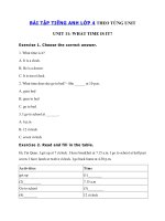 Tải Bài tập tiếng Anh lớp 4 Unit 11 What time is it? - Tiếng Anh 4 Unit 11 What time is it?| Bài tập Unit 11 lớp 4 có đáp án