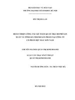Hoàn thiện công tác kế toán quản trị chi phí sản xuất và tính giá thành sản phẩm tại công ty cổ phần dệt may sơn nam 