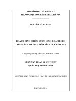 Hoạch định chiến lược kinh doanh cho chi nhánh viettel hòa bình đến năm 2018 