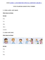 Tải Giải Family and Friends Special Edition Grade 1 Unit starter Lesson One: Words - Giải Family and Friends Special Edition Grade 1 theo từng Unit