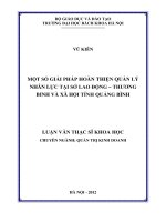 Các giải pháp hoàn thiện quản lý nhân lực tại sở lao động – thương binh và xã hội tỉnh hòa bình 