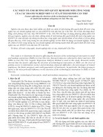 CÁC NHÂN TỐ ẢNH HƯỞNG ĐẾN QUYẾT ĐỊNH ĐỔI MỚI CÔNG NGHỆ CỦA CÁC DOANH NGHIỆP NHỎ VÀ VỪA Ở THÀNH PHỐ CẦN THƠ