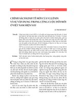 Chính sách kinh tế mới của V.I.Lênin và sự vận dụng trong công cuộc đổi mới ở Việt Nam hiện nay
