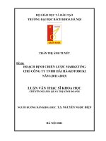 Hoạch định chiến lược marketing cho công ty tnhh hải hà kotobuki năm (2011÷2013) 