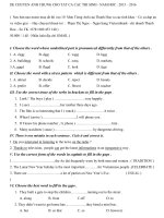 Đề thi vào lớp 10 môn tiếng anh năm 2015 - 2016 sở GDĐT thanh hóa | Tiếng Anh - Ôn Luyện