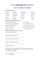 Tải Ôn tập tiếng Anh lớp 3 Unit 13 Where's my book? - Bài tập tiếng Anh lớp 3 theo từng Unit có đáp án