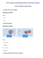 Tải Giải Family and Friends Special Edition Grade 1 Unit starter Lesson Four - Giải Family and Friends Special Edition lớp 1 theo từng Unit