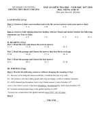 ĐỀ VÀ ĐÁP ÁN KIỂM TRA HỌC KỲ I TIẾNG ANH 10 (NĂM 2017-2018) | Trường THPT Đoàn Thượng