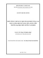 Phân tích và đề xuất một số giải pháp nâng cao chất lượng đội ngũ giáo viên, giảng viên của trường đại học điều dưỡng nam định 