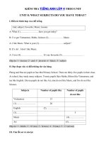 Tải Đề kiểm tra tiếng Anh lớp 4 Unit 8 What subjects do you have today? - Bài tập tiếng Anh 4 theo từng Unit có đáp án