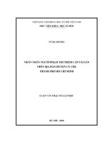 Luận văn Thạc sĩ Luật học: Nhân thân người phạm tội trộm cắp tài sản trên địa bàn huyện Củ Chi, thành phố Hồ Chí Minh