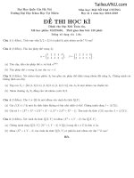 Đề thi và đáp án Đại số đại cương (K61 Toán tin) kỳ 1 năm học 2018-2019 – HUS - Tài liệu VNU