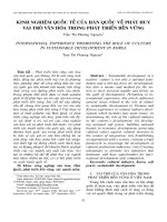 KINH NGHIỆM QUỐC TẾ CỦA HÀN QUỐC VỀ PHÁT HUY VAI TRÒ VĂN HÓA TRONG PHÁT TRIỂN BỀN VỮNG