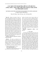 CÁC NHÂN TỐ ẢNH HƯỞNG ĐẾN SỰ GẮN BÓ CỦA CÔNG CHỨC, VIÊN CHỨC ĐỐI VỚI CƠ QUAN NHÀ NƯỚC TẠI TỈNH KIÊN GIANG