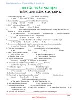 100 Câu Trắc Nghiệm Tiếng Anh Nâng Cao 12 có Đáp Án