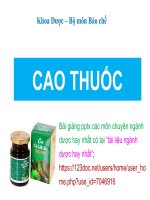 CAO THUỐC + cồn THUỐC + rượu THUỐC pptx _ BÀO CHẾ (slide nhìn biến dạng, tải về đẹp lung linh)