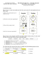 ĐỀ - ĐÁP ÁN TIẾNG ANH 10-HK1 (18-19) SÁCH CŨ | Trường THPT Đoàn Thượng