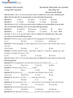 Đề thi thử THPTQG 2018 môn Tiếng Anh - THPT Lương Phú - Thái Nguyên có đáp án