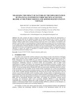 MEASURING THE IMPACT OF FACTORS ON THE IMPLEMENTATION OF FINANCIAL STATEMENTS UNDER THE NEW ACCOUTING REGIME AT THE PUBLIC SERVICE AND ADMINISTRATION UNITS IN VIETNAM