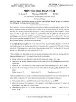 Đề thi Hóa phân tích đề số 1 kỳ 1 năm học 2018-2019 – HUS - Tài liệu VNU