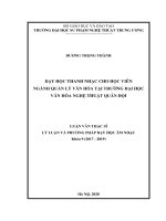 Dạy học thanh nhạc cho học viên ngành Quản lý Văn hóa tại Trường Đại học Văn hóa - Nghệ thuật Quân đội