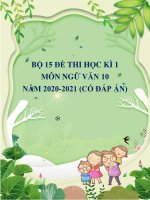 Bộ 15 đề thi học kì 1 môn Ngữ văn 10 năm 2020-2021 (Có đáp án)